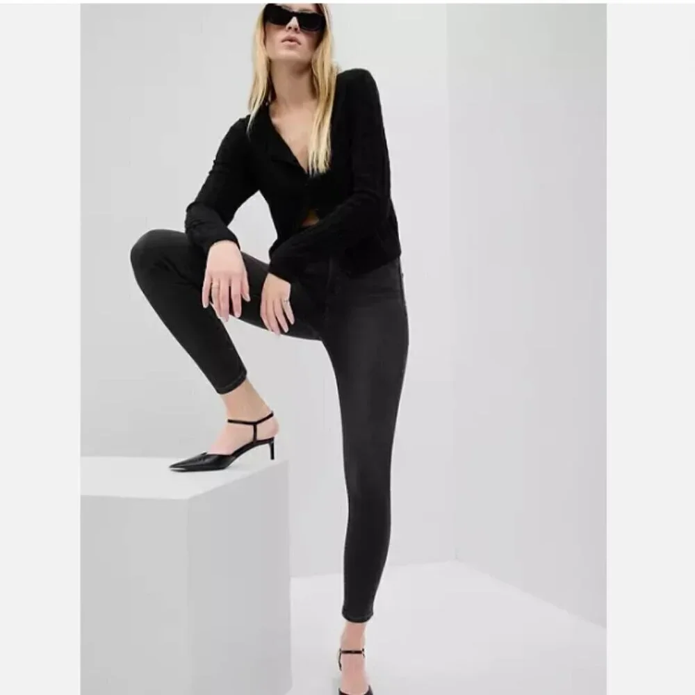 GAP Sky High Rise True Skinny Jeans Washed Black 4L Size 27/4 LONG #703503 RT$80